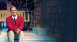 Photo of actor Tom Hanks portraying Fred Rogers