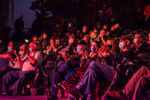 Audience with masks